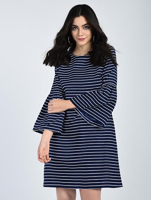 bell sleeved striped shift dress - 15121408 - Very Small Image - 1