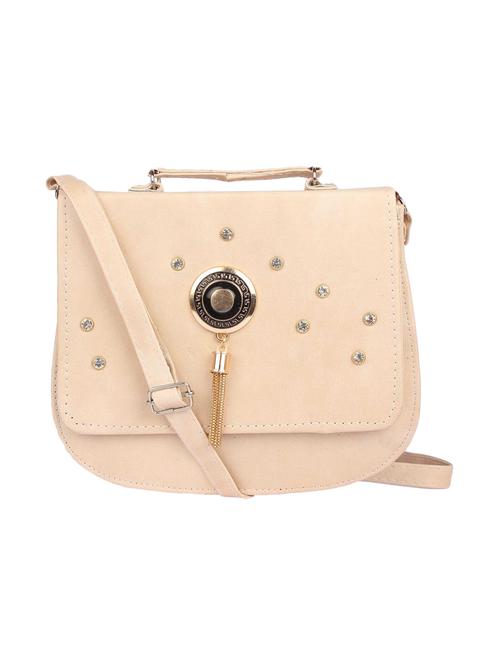 cream leatherette sling bag - 15121580 - Very Small Image - 1