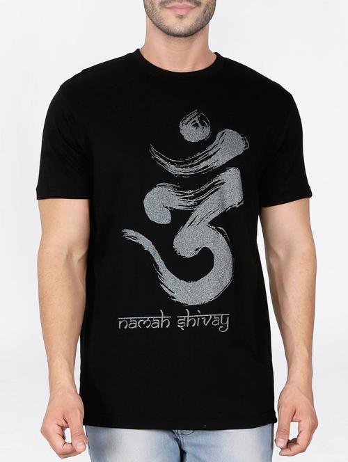 black cotton chest print tshirt - 15121711 - Very Small Image - 1