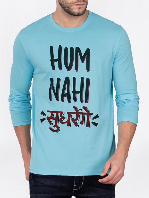 blue typographic chest print t-shirt - 15121730 - Very Small Image - 1