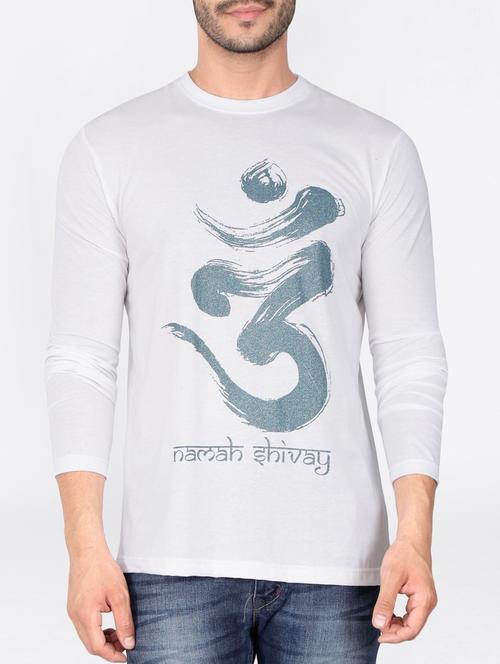 white cotton front print t-shirt - 15121867 - Very Small Image - 1