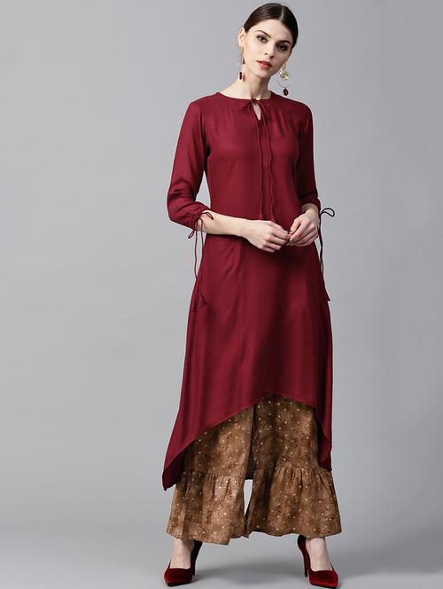 solid kurta palazzo set - 15122167 - Very Small Image - 1