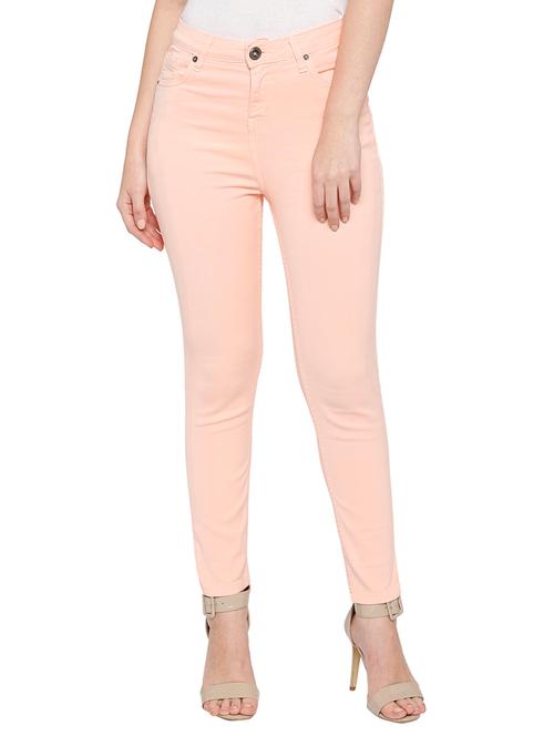 pink solid denim jeans - 15122335 - Very Small Image - 1