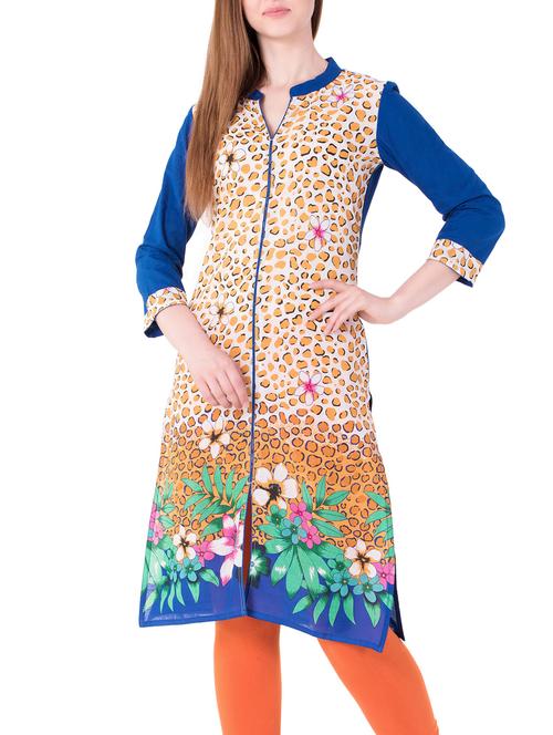 yellow cotton straight kurta - 15122371 - Very Small Image - 1