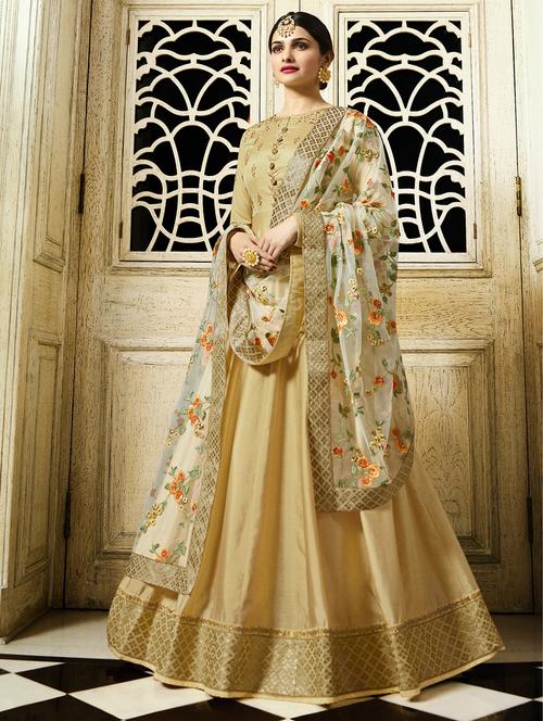 embroidered semi-stitched anarkali suit - 15122506 - Very Small Image - 1