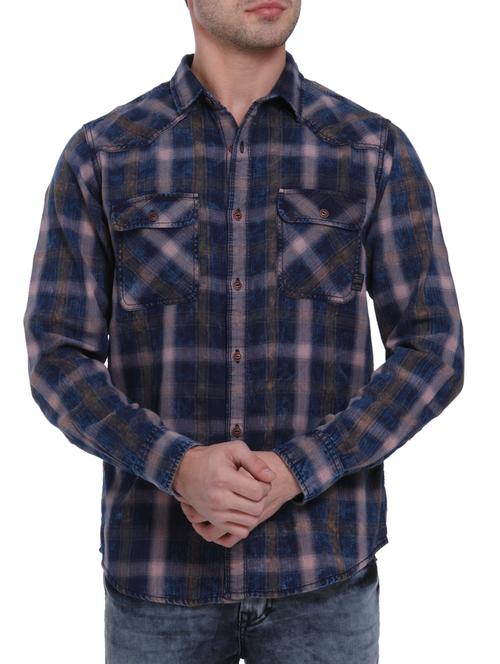 blue cotton casual shirt - 15124531 - Very Small Image - 1