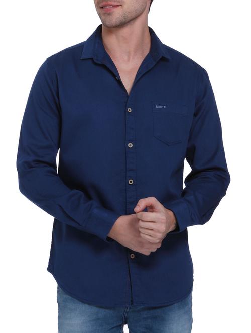 blue cotton casual shirt - 15124561 - Very Small Image - 1
