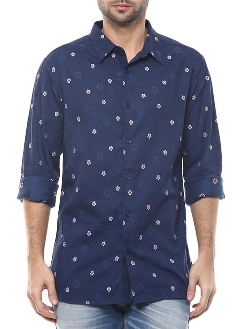 blue cotton casual shirt - 15124598 - Very Small Image - 1