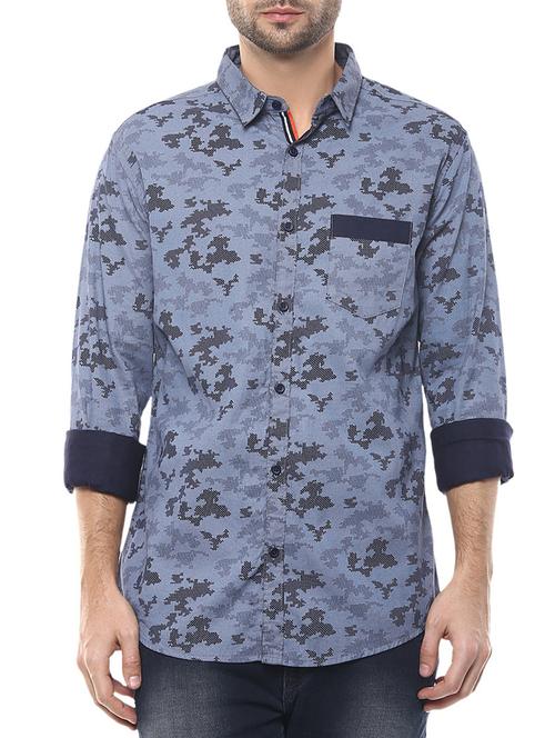 blue cotton casual shirt - 15124603 - Very Small Image - 1