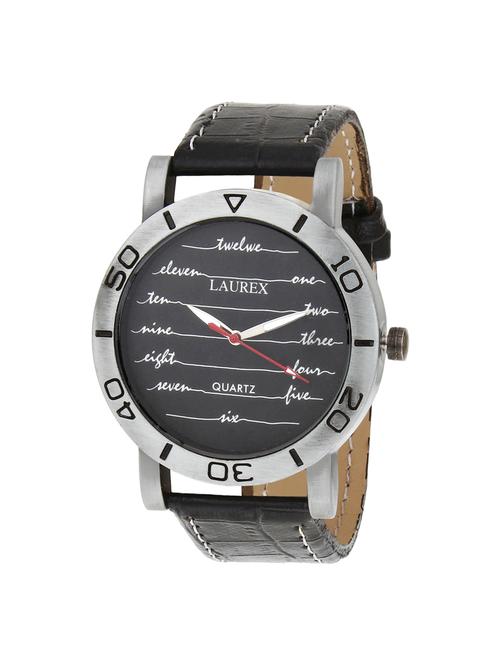 laurex round dial leatherette strap watch - 15125101 - Very Small Image - 1