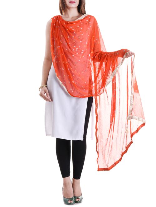 orange chiffon dupatta - 15125629 - Very Small Image - 1