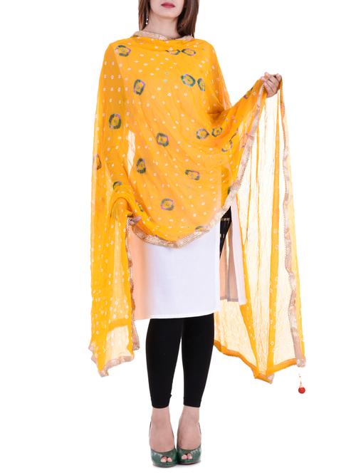 yellow chiffon dupatta - 15125637 - Very Small Image - 1