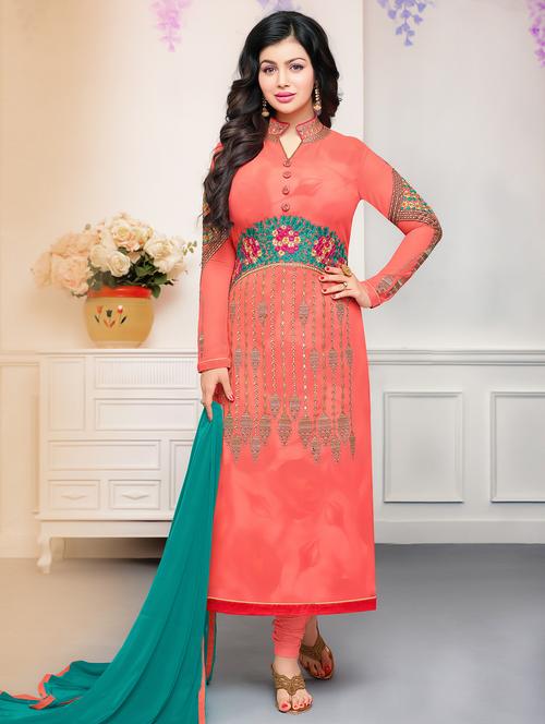embroidered unstitched churidaar suits - 15126147 - Very Small Image - 1