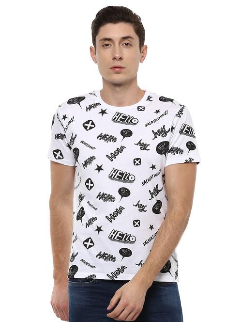 white cotton all over print t-shirt - 15126418 - Very Small Image - 1