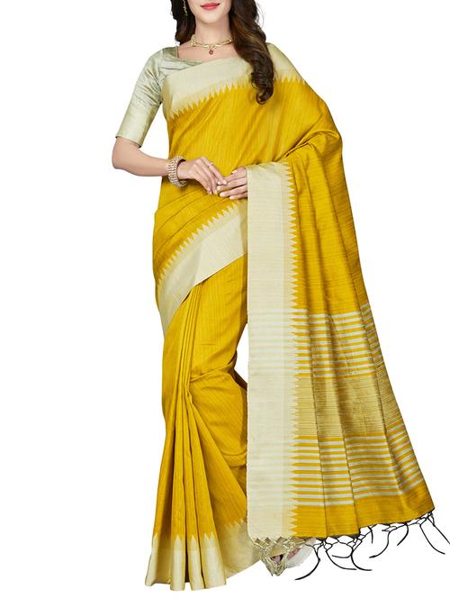 yellow art silk bordered saree with blouse - 15126904 - Very Small Image - 1