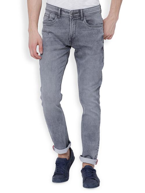 grey cotton blend washed jeans - 15127016 - Very Small Image - 1