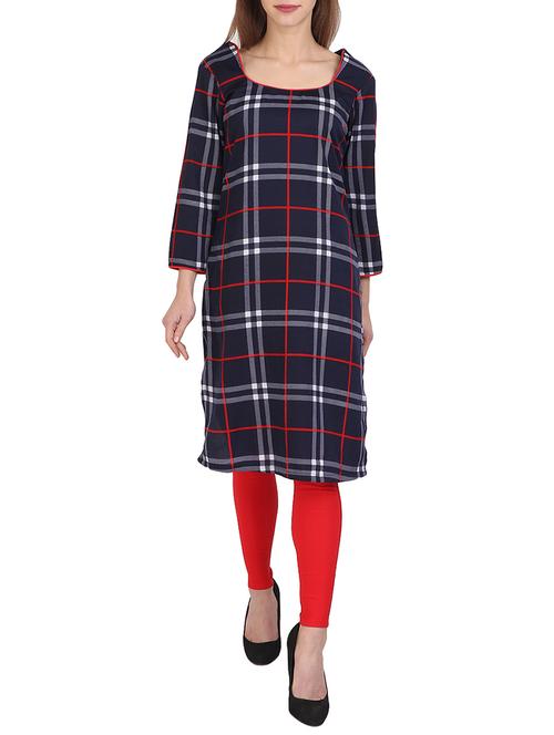 navy blue crepe straight kurta - 15128091 - Very Small Image - 1