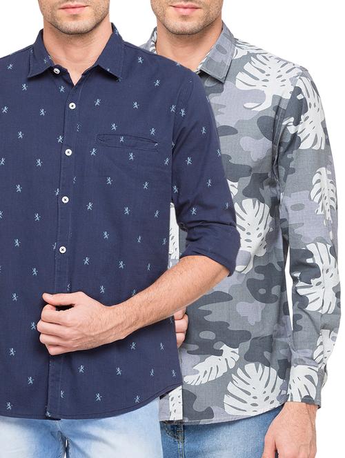 multi colored cotton casual shirt ( set of 2) - 15128269 - Very Small Image - 1