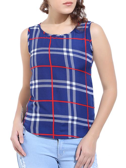 curved hem checkered top - 15128357 - Very Small Image - 1