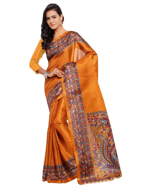 yellow silk bordered saree with blouse - 15128566 - Very Small Image - 1