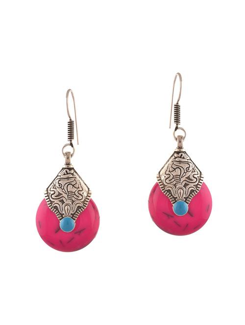 pink metal drop earring - 15128869 - Very Small Image - 1