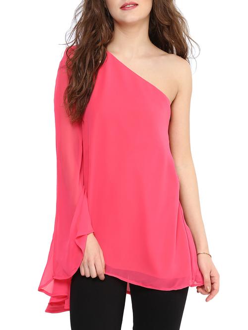 pink solid georgette tunic - 15131154 - Very Small Image - 1