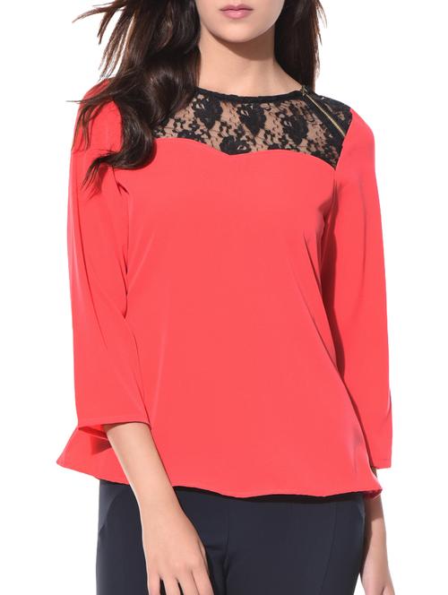 orange crepe regular top - 15131159 - Very Small Image - 1