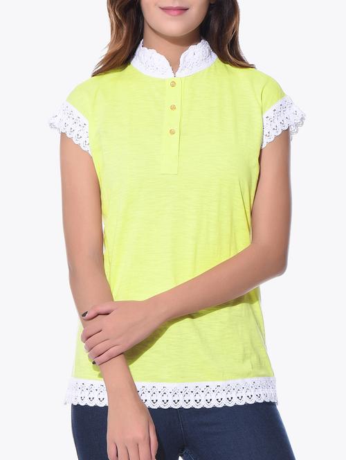 yellow solid cotton top - 15131180 - Very Small Image - 1