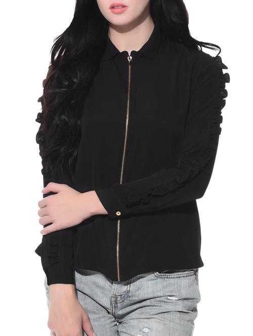 black solid crepe top - 15131183 - Very Small Image - 1
