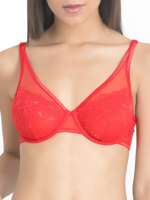 red nylon plunge bra - 15131864 - Very Small Image - 1