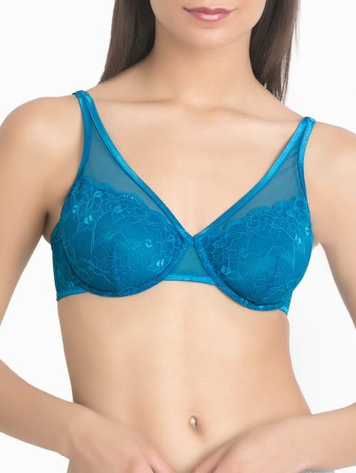 blue nylon plunge bra - 15131865 - Very Small Image - 1