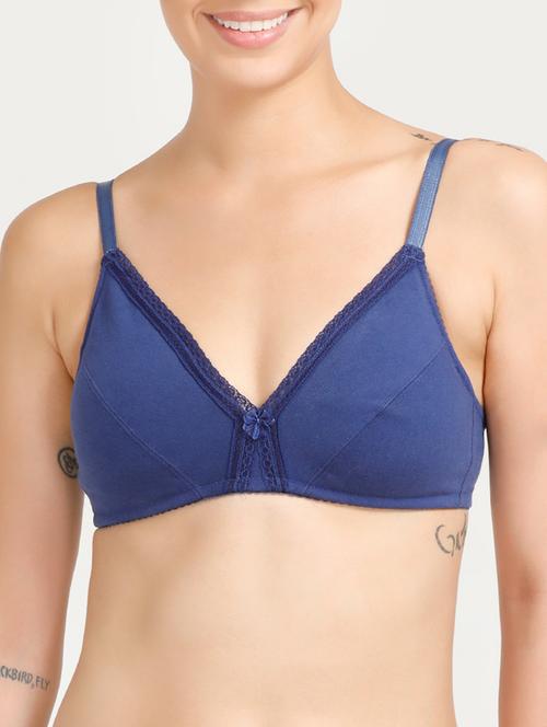 solid blue cotton bra - 15131872 - Very Small Image - 1