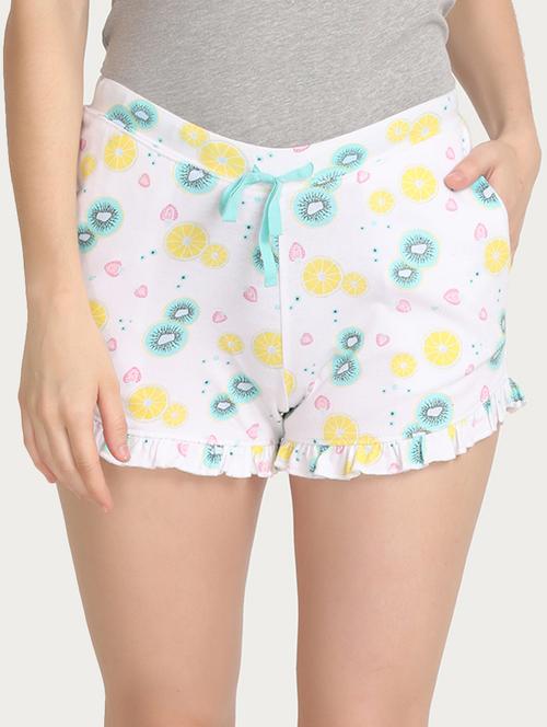 white printed cotton shorts - 15132139 - Very Small Image - 1