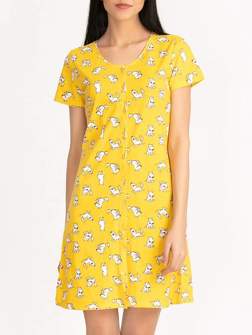 yellow printed cotton sleepshirt - 15132142 - Very Small Image - 1
