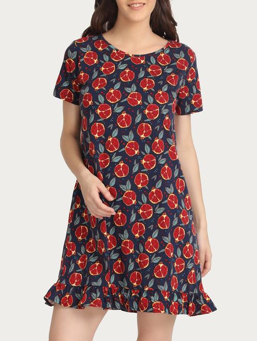 navy blue printed cotton sleepshirt - 15132148 - Very Small Image - 1
