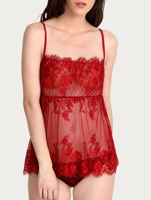 red nylon babydoll - 15132168 - Very Small Image - 1