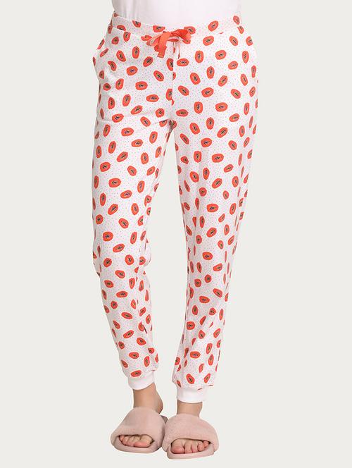 white printed cotton pajama - 15132182 - Very Small Image - 1