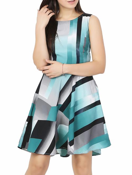 abstract printed fit and flare dress - 15132581 - Very Small Image - 1