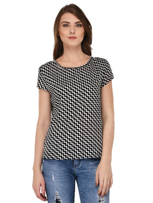 black chevron crepe top - 15132626 - Very Small Image - 1