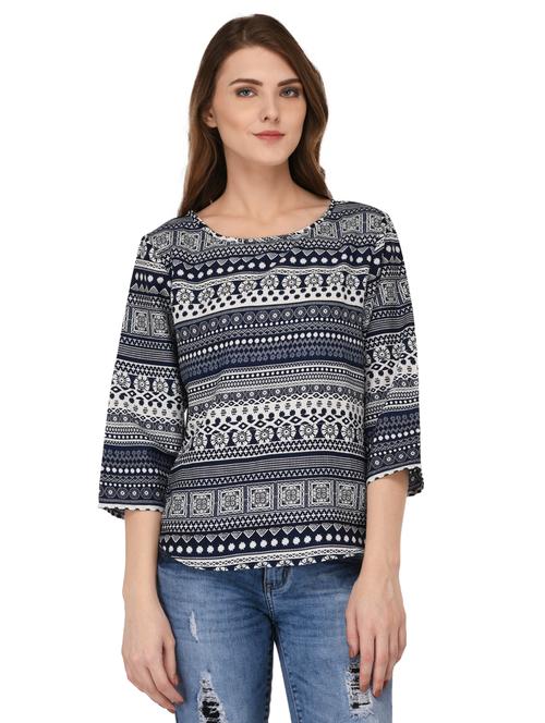 navy curved hem top - 15132639 - Very Small Image - 1