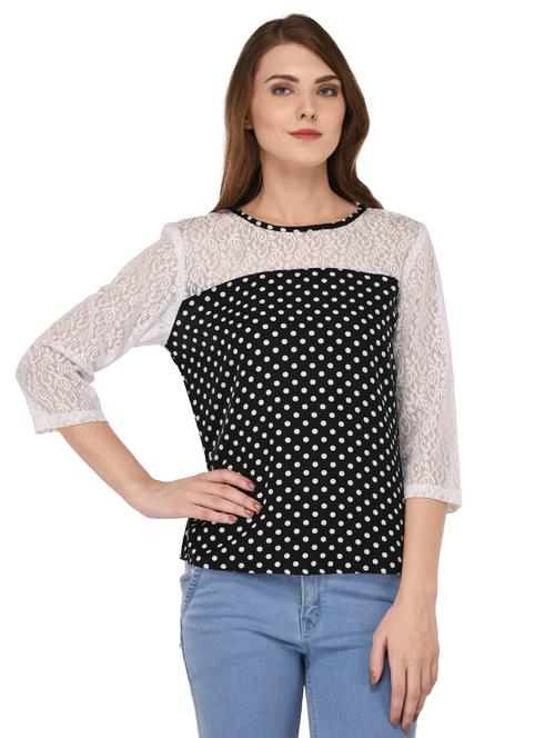 black polka doted crepe top - 15132650 - Very Small Image - 1