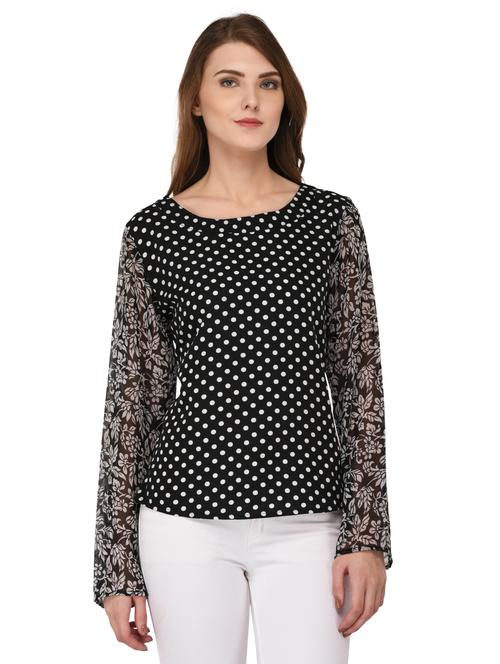 floral sleeved polka dot top - 15132653 - Very Small Image - 1
