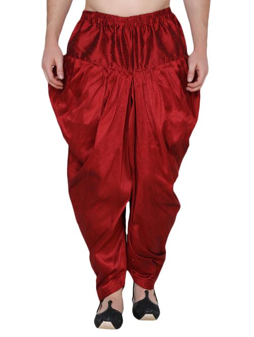 maroon silk blend dhoti - 15132813 - Very Small Image - 1