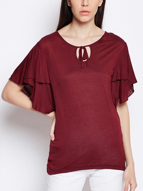 layered flutter sleeved top - 15134996 - Very Small Image - 1