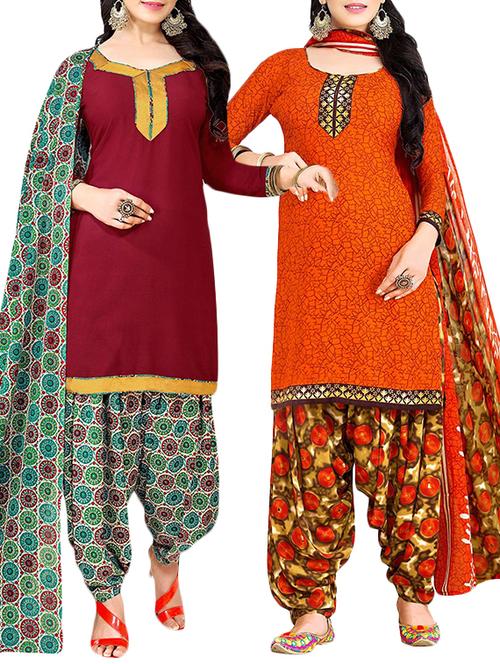 multi colored unstitched salwar suit - 15135828 - Very Small Image - 1