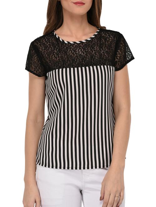 mesh panel striped top - 15136416 - Very Small Image - 1