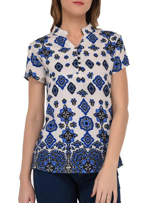 band collar button detail top - 15136418 - Very Small Image - 1