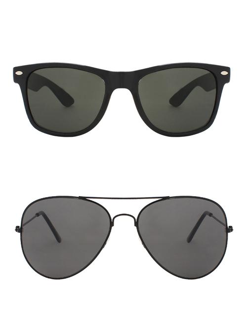 zyaden combo of 2 sunglasses wayfarer & aviator sunglasses-combo 2370 - 15137609 - Very Small Image - 1