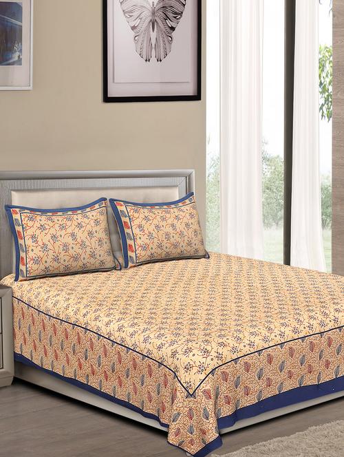 jaipuri traditional double bedsheet with 2 pillow covers - 15138140 - Very Small Image - 1
