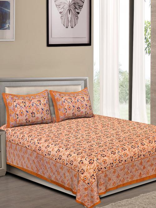 jaipuri traditional double bedsheet with 2 pillow covers - 15138146 - Very Small Image - 1